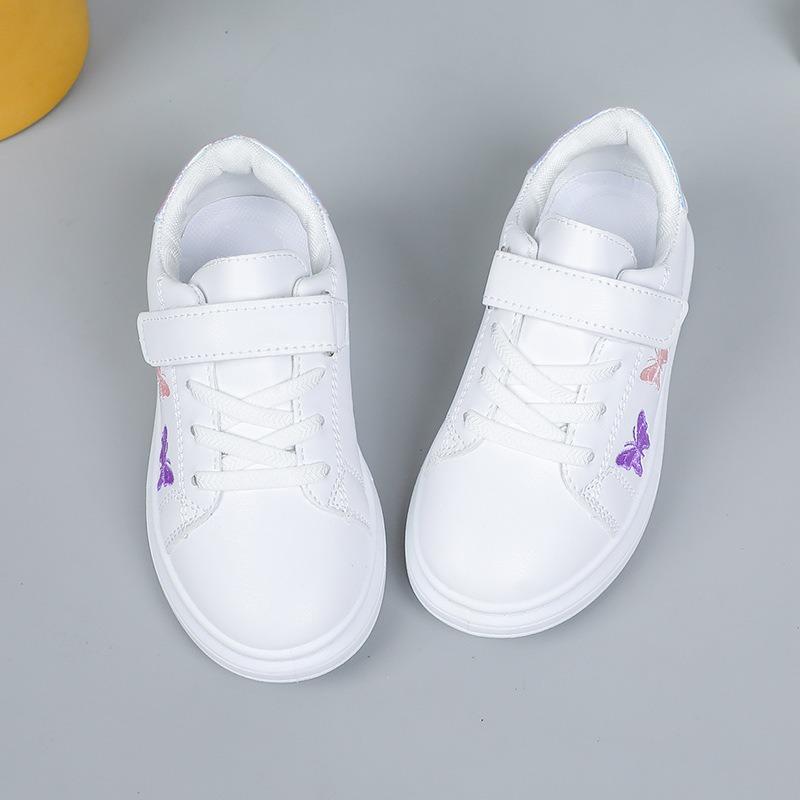 Mädchen Board Schuhe Kleine Weiße Schuhe Frühling und Herbst Leder Dicke Sohle Lässig Bequem Stickerei Kinder