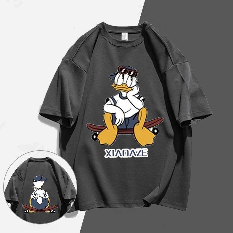 Disneys New Unisexs and Womens Shortsleeved Tshirt Trendy Donald Duck Printed Couples Summer Parentchild Top S