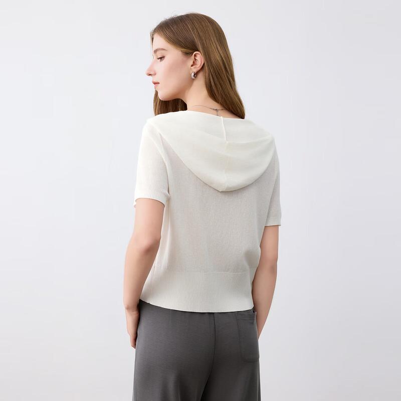 Elva' Island Women's Short Sleeve Hooded Knit Cardigan