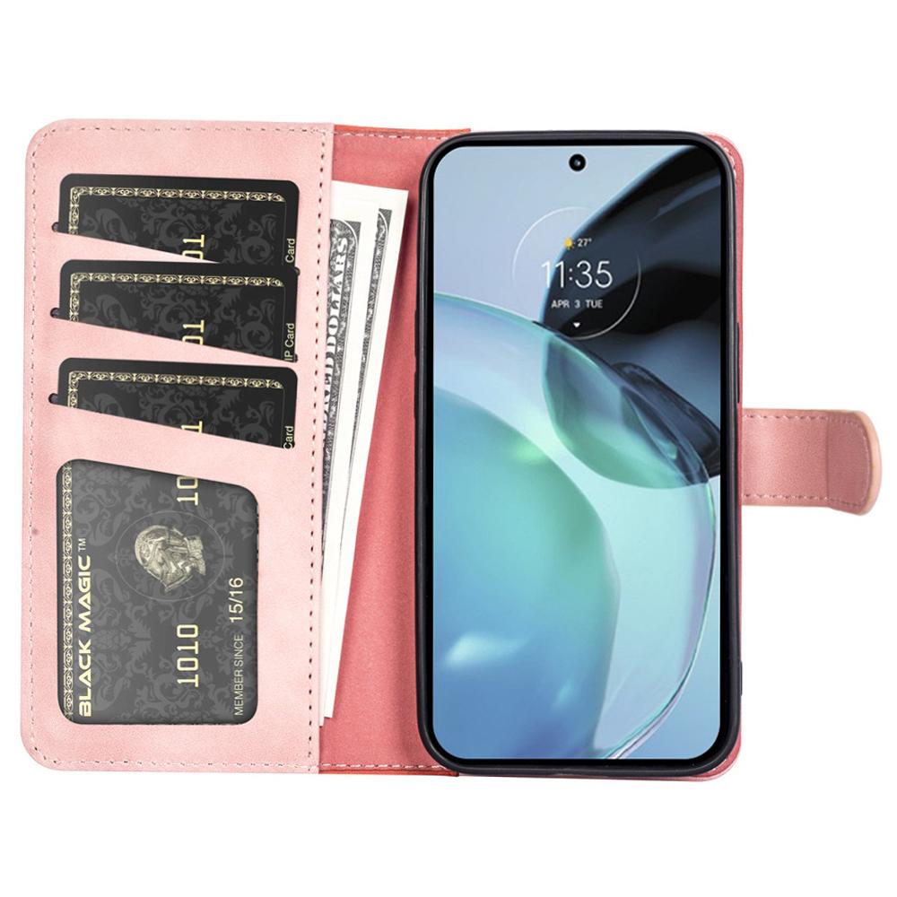 

For Motorola ThinkPhone 5G Dual-color Splicing PU Leather Wallet Phone Cover Drop-proof Case Pink