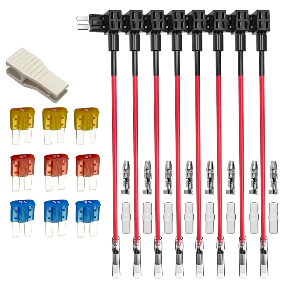 KILIGEN 8pcs 12V 24V Micro 2 Circuit Fuse Tap Kit,