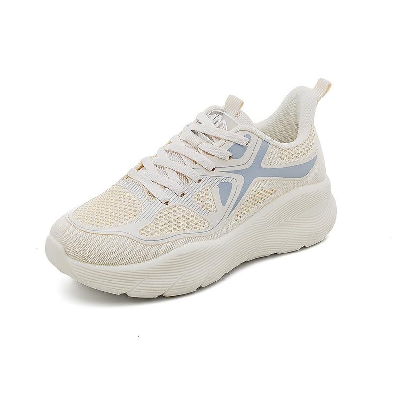 

Mesh Athletic Sneakers Lightweight Breathable Thick Sole Running Shoes for Sports and Daily Wear 44 бежевий