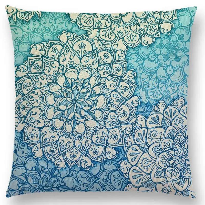 Neu Wunderschönes Blatt Blume Herrliches Florales Doodle Buntes Dekoratives Muster Mandalas Auto Kissenbezug Sofa Überwurf Kissenbezug