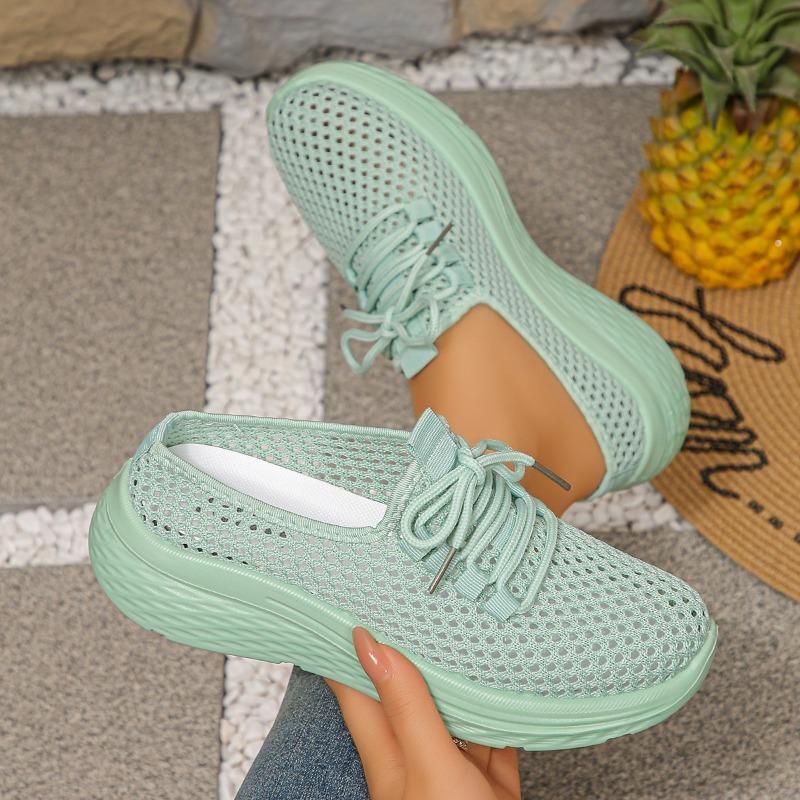 Women s Athletic Casual Shoes Summer Soft Sole Non-slip Mesh Cutout Breathable Wrapped Head Half Drag 36 зелёный