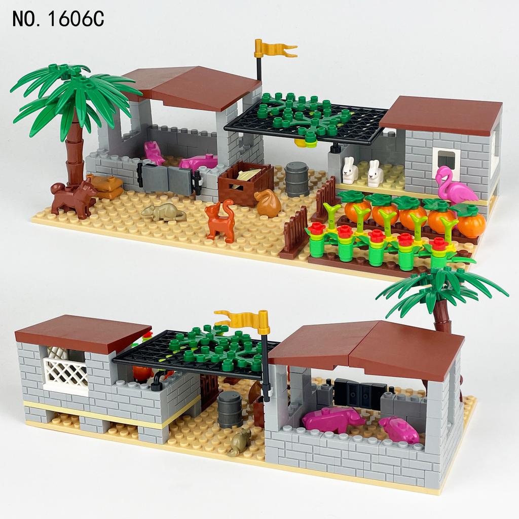 Children'S Toys Green Dream Farm 1606C Building Block Scene Vegetable Garden Animal Melon And Fruit Farm Accessories