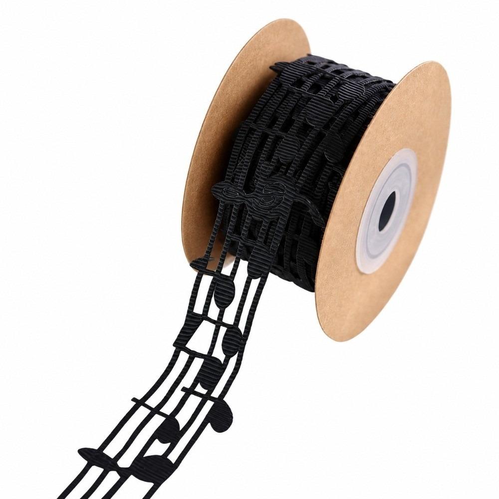 30mm Width Music Note Ribbon Black Polyester Craft Ribbon New Clothing Trim Accessories Birthday