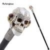 White Resin Skull  Ram's Horn Helmet Head Walking Cane Fashion Decorative Steel Stick Gentleman Performance Stage Cane 93cm