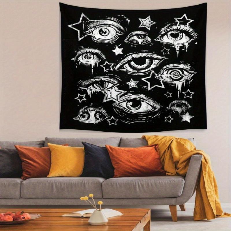 VIKAMA Mysterious Black Background Eye Tapestry DarkToned Spatial Ambience Bedroom Office Living Room Home Furnishings
