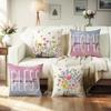 Plant Flower Print Pillow Cover Polyester Letter Decoration Sofa Cushion Cover Bedroom Cushion Cover