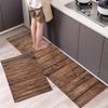 1/2PCS Vintage Wooden Kitchen Floor Mat Comfort Non-Slip Interior Area Foot Mat Home Decor Laundry Balcony Carpet