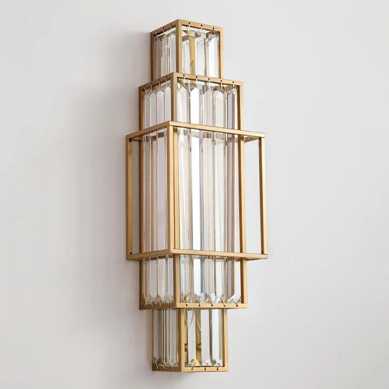 Nordic minimalist luxury glass crystal wall lamp modern design living room home decoration geometry indoor LED lighting fixtures