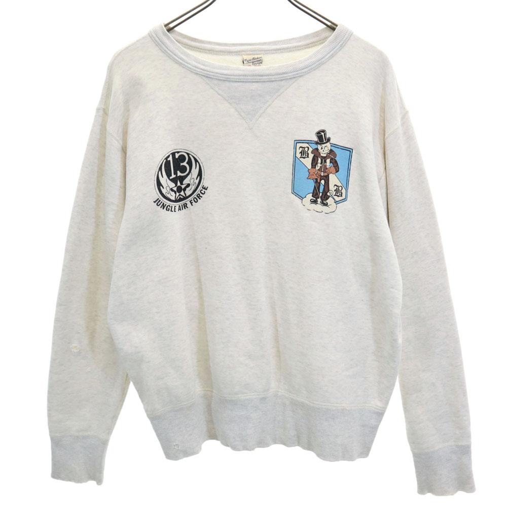 Buzz Rickson's Back Print Long Sleeve Sweat Trainer M Light Gray Men's Used