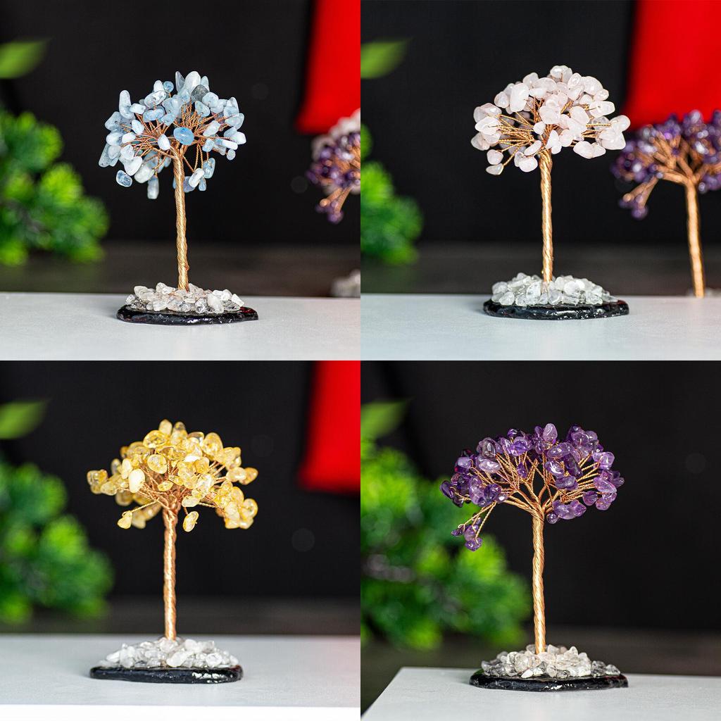 Albero dei Soldi in Cristallo di Quarzo Naturale Con Luce LED Per Scrivania d'Ufficio Decorazione Regalo Per Amici