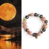 Heartfelt Orange Natural Sunstone & Ice Obsidian Bracelet with Sandalwood and Yellow Tiger Eye