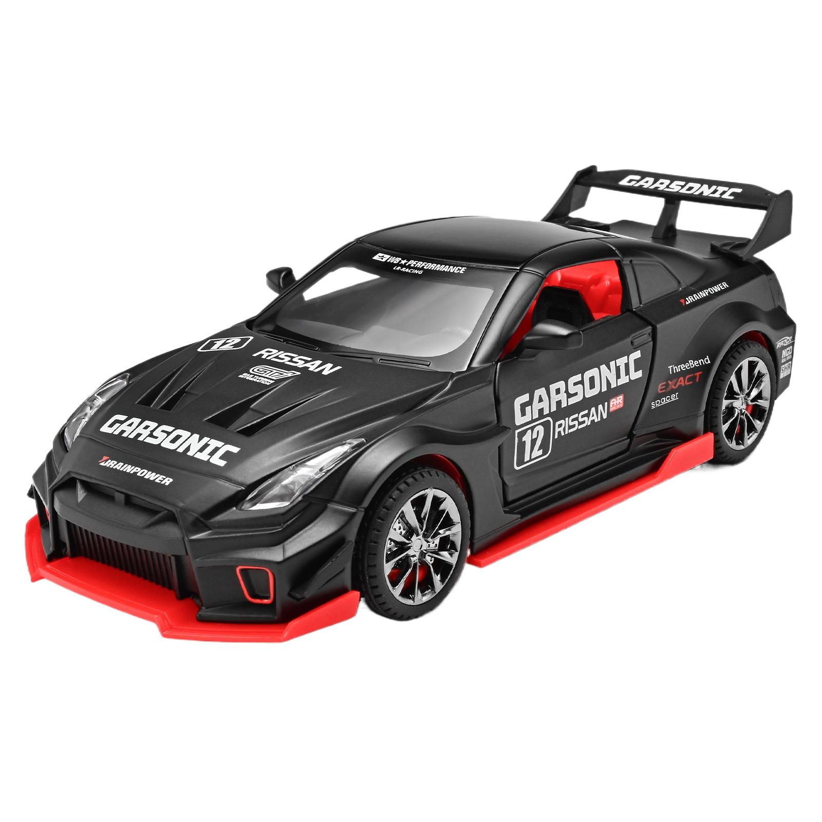 

1/32 Nissan GTR R35 Modified Vehicle Alloy Car Model Sound and Light Pull Back Children s Toy Collectibles Birthday Gift чорний