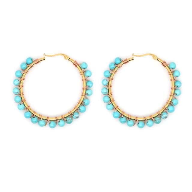 Gold Plated Hoop Earrings For Women Jewelry  Bohemian Fashion Pearls Ear Ring Freshwater Pearl Earring Wholesale