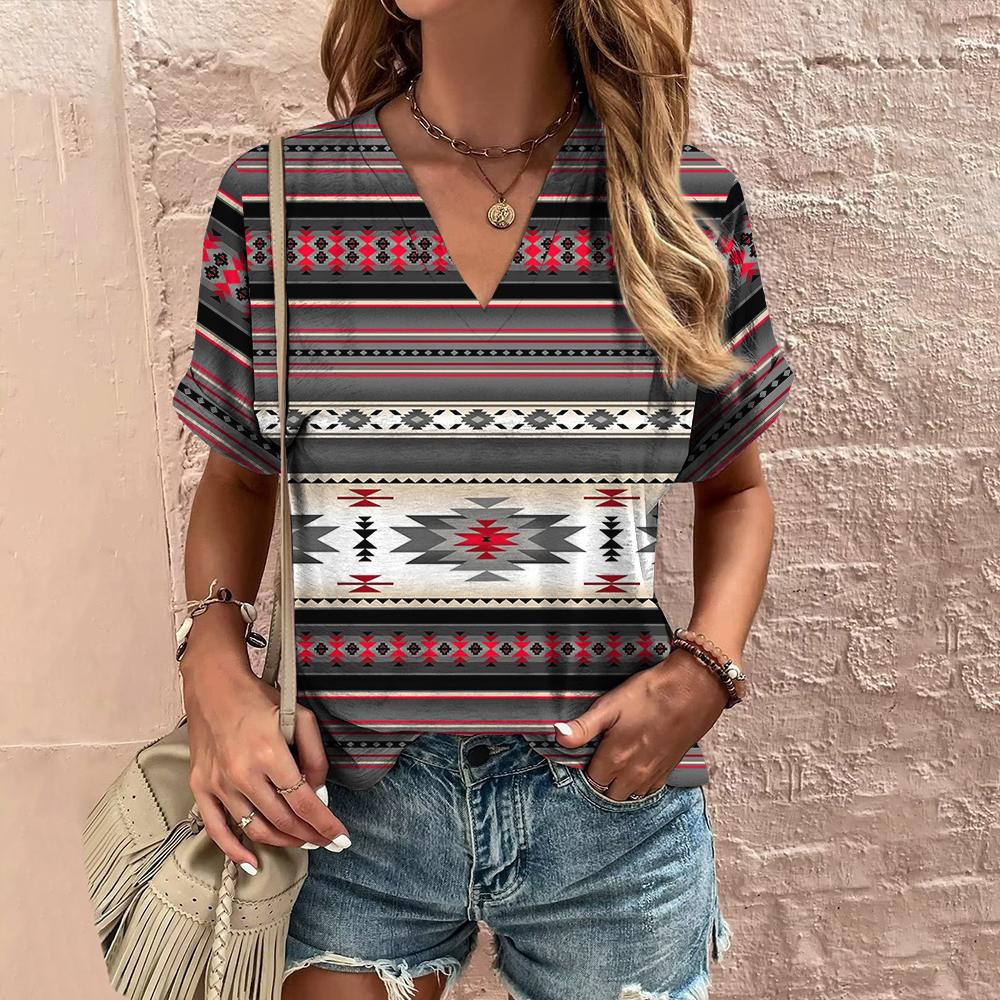

Этническая женская футболка, летняя футболка с V-образным вырезом и коротким рукавом, свободный повседневный топ, новая винтажная футболка с коротким рукавом для женщин, одежда, рубашка 5XL