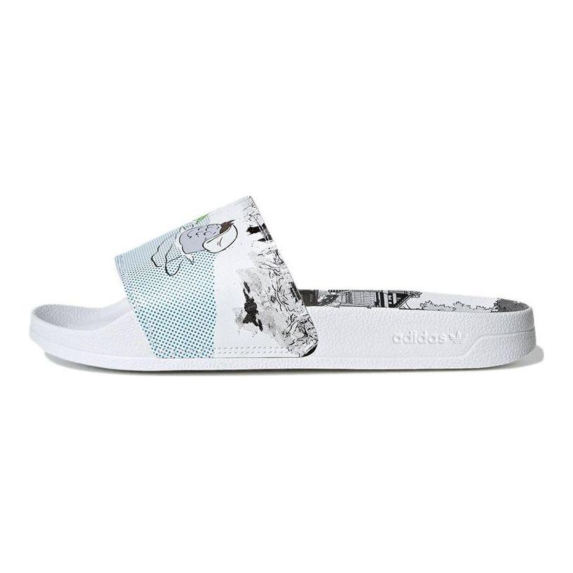 Monster AG. x adidas Adilette Lite Mike & Sulley Unisex Sneaker Weiß Wolkenweiß Kernschwarz GX0995