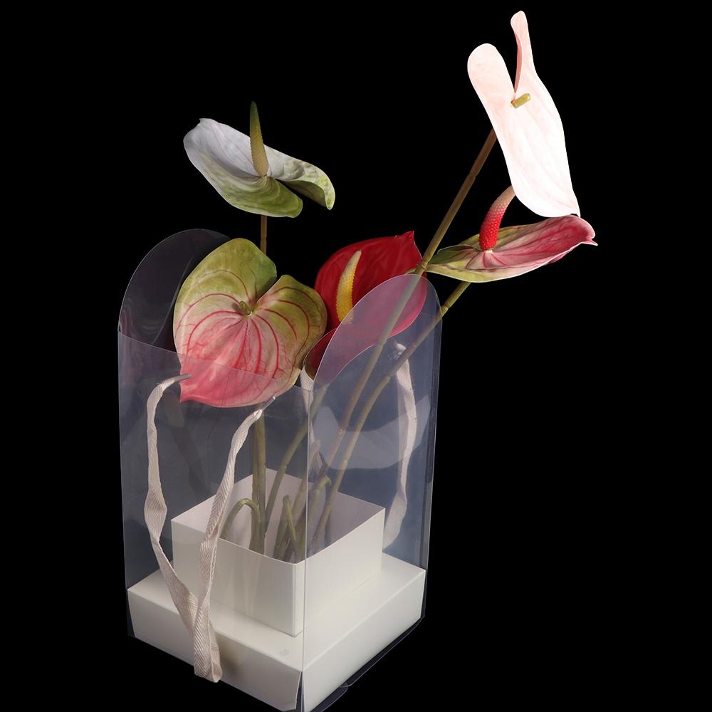 Transparent Handheld Flower Box Paper Box Handbag Bouquet Wrapping Bag Portable Packing Material Flower Bag Valentine Day