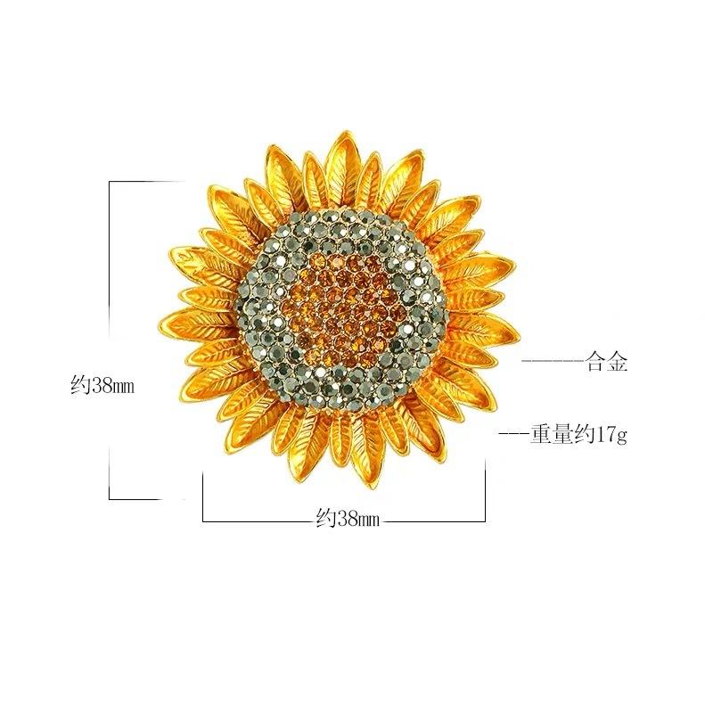 Vintage Cute Bee Sunflower Brooches For Women Summer Fashion Insect  Daisy Flower Rhinestone Brooch Pin Banquet Jewelry Gift
