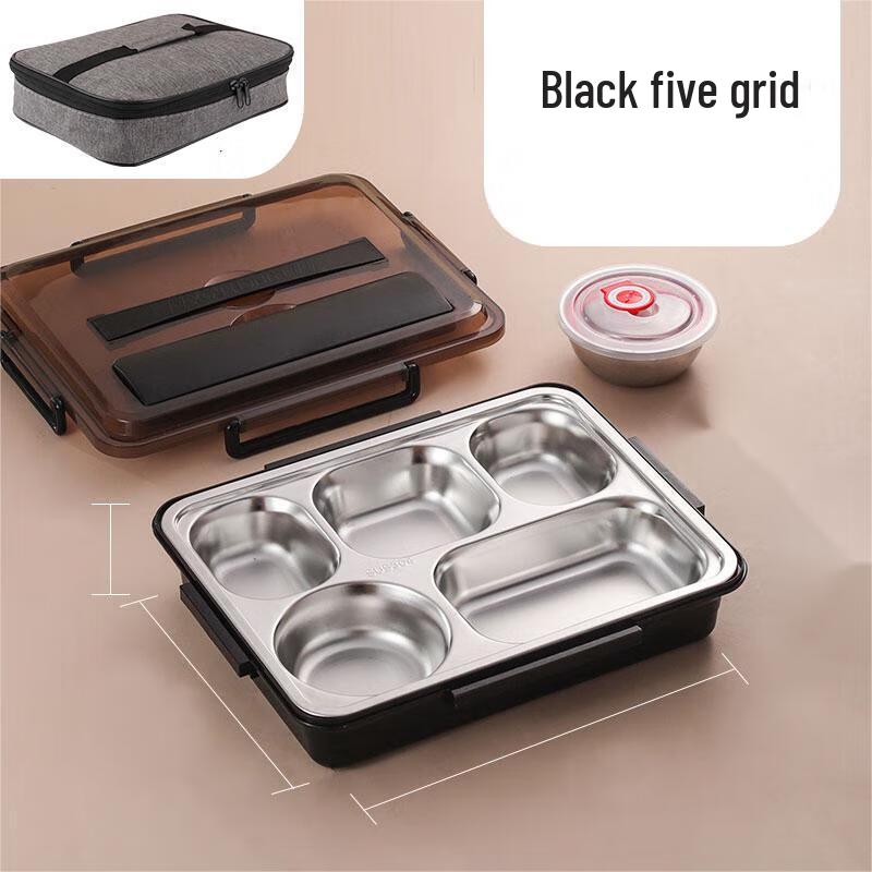 Portable 304 Stainless Steel 5-Compartment Bento Lunch Box Set