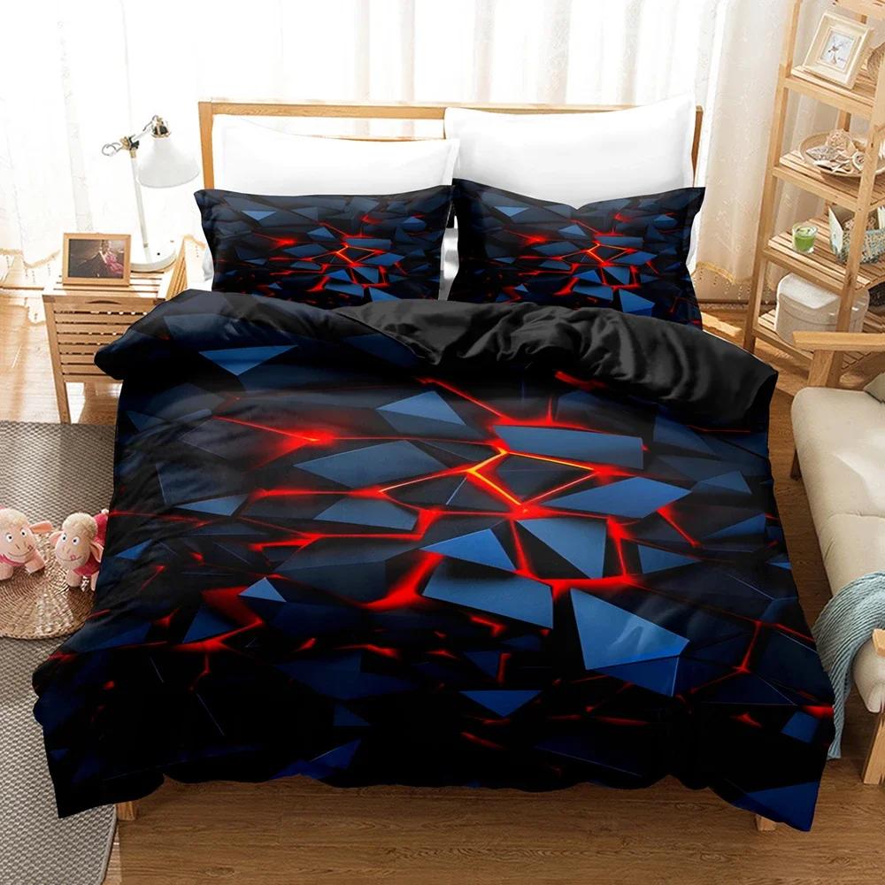 Geometric Duvet Cover Multicolor Honeycomb Hexagon Bedding Set Geometric Theme Texture Streamline Polyester Qulit Cover