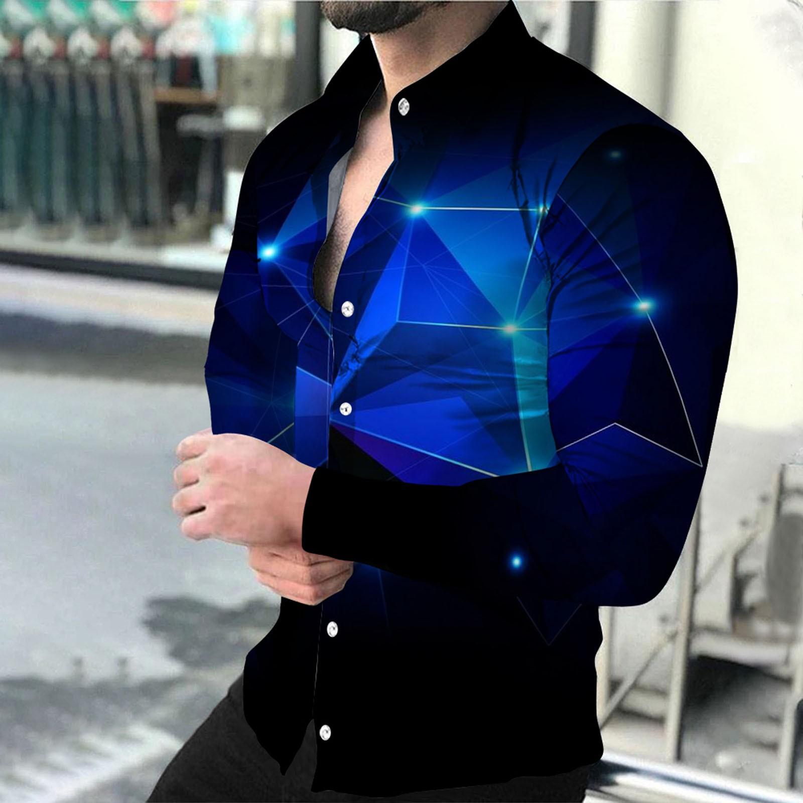 Men s Printed Long Sleeve Shirts Casual Loose Printed Long Sleeve Shirts XL