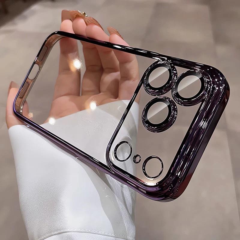 Applicable to iPhone17ProMax electroplated PC mobile phone case Apple 16 with its own lens film all-inclusive hard protective case 13