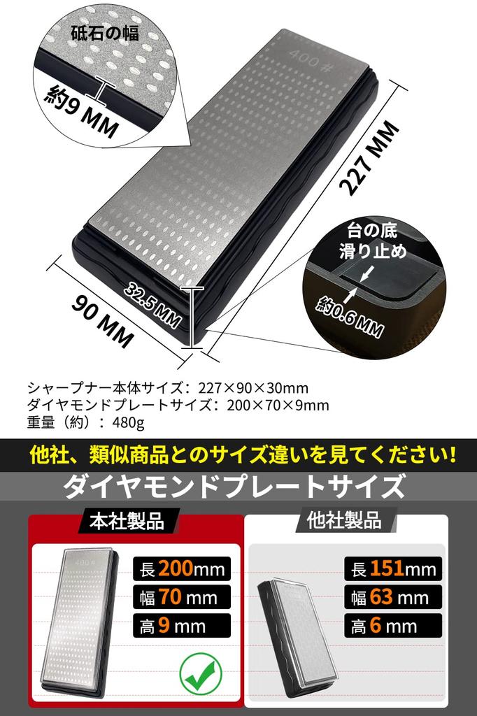 GOKEI Double-Sided Diamond Sharpening Stone with Sharpening Stone Stand #400 #1000 Sharpening Stone for Kitchen Knives, Medium Finishing, Double-Sided