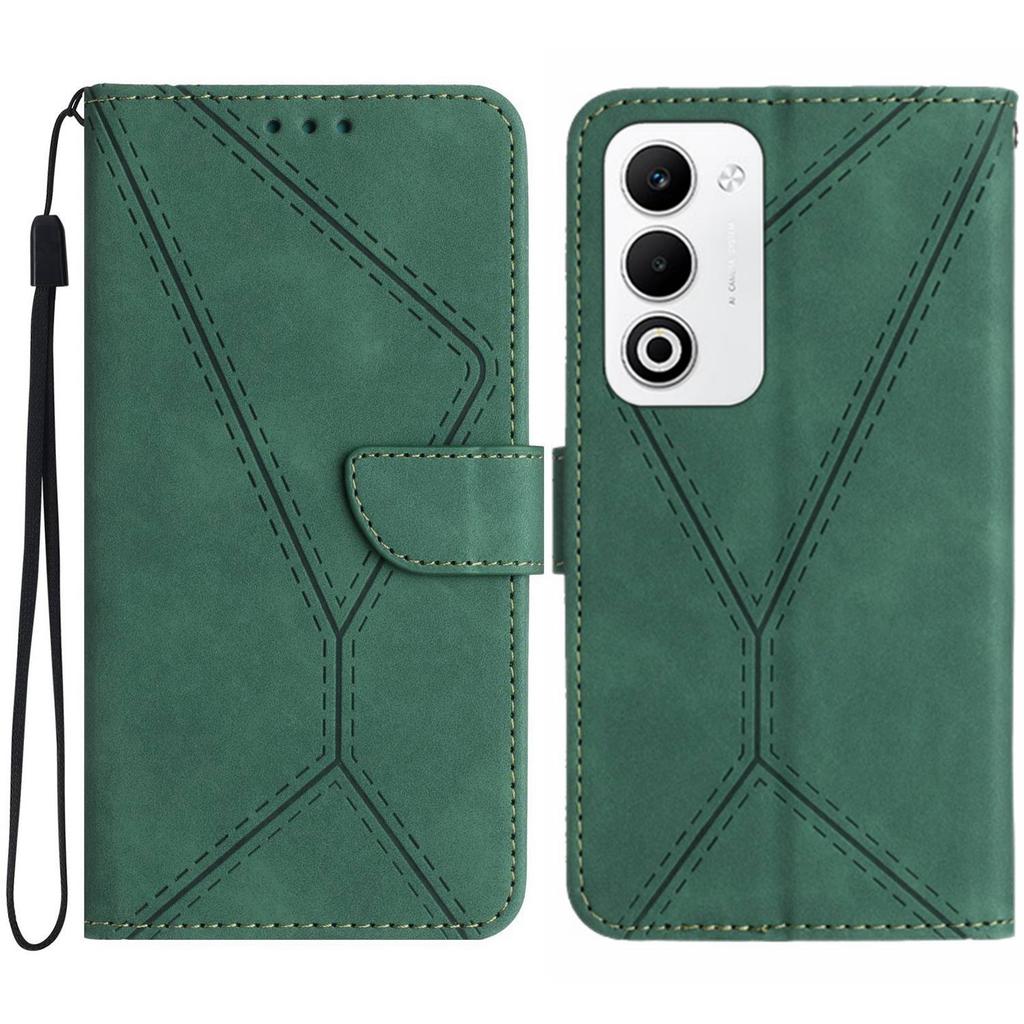 For Oppo A5 5G Case Skin Touch Lines Imprinted PU Leather Flip Phone Cover