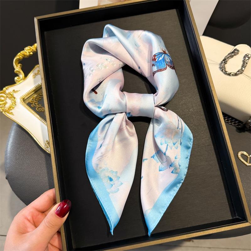 Print 70cm Silk Satin Headkerchief Women Luxury Design Neck Tie Scarf Female Hair Hand Wrist Foulard Shawl Hijab Bandana Scarves