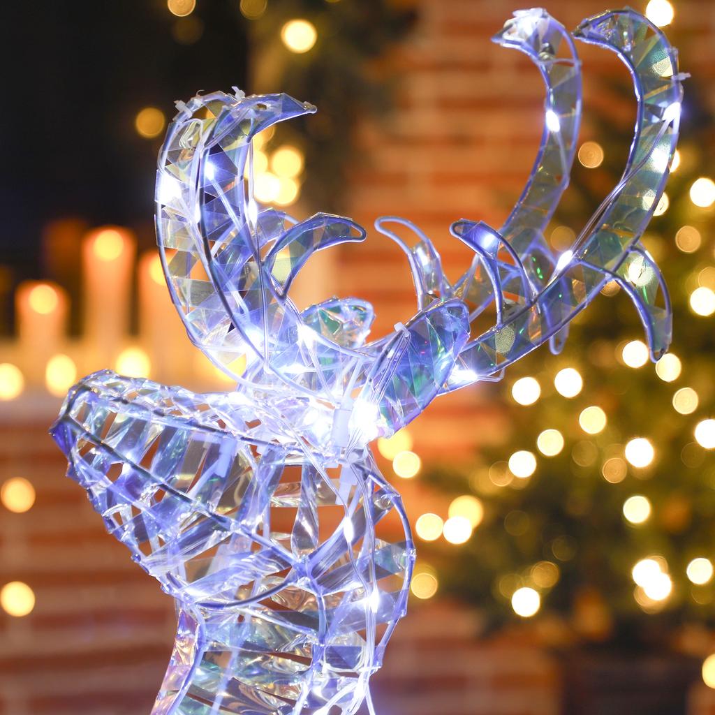 Weihnachtsbeleuchtung Rentier und Schlitten mit 170 warmweißen LEDs, Weihnachtsdekoration für den Innen- und Außenbereich, 60x29x115cm