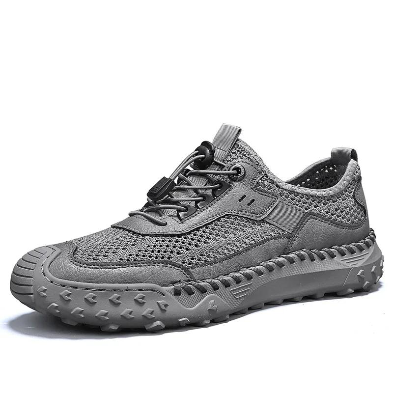 Outdoor Men's Summer Knit Sneakers Lightweight Mesh Shoes Quick-Dry Athletic Shoes Comfortable Treking Footwear Non-Slip Sandals
