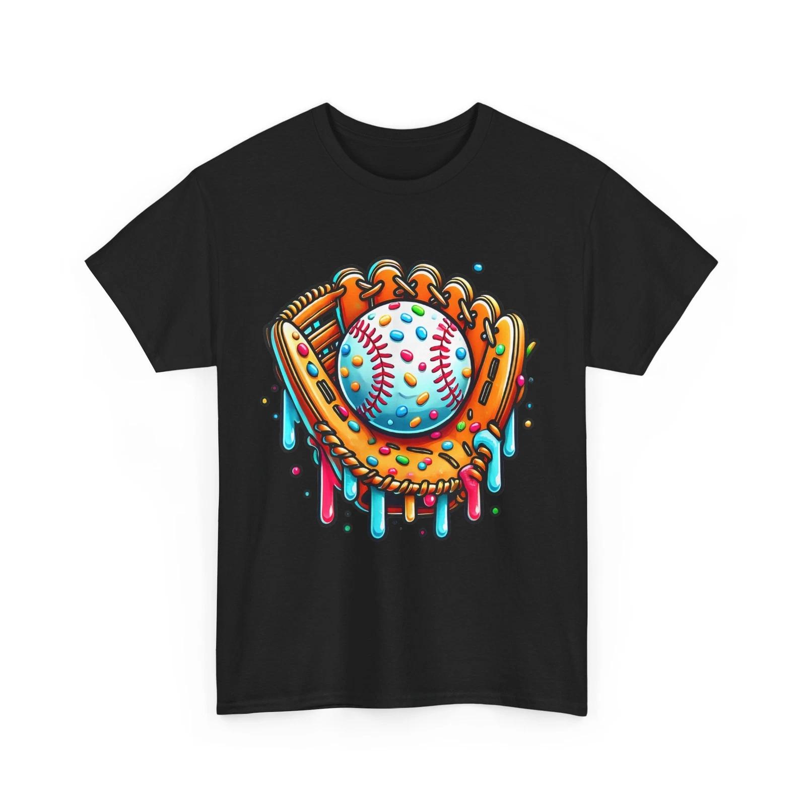 Baseball Glove T shirt, Baseball Drip Ice Cream Baseball Players Women Men Shirt 4XL