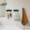 Practical Wall Mounted Razor Rack 3D Printed Beard Shaped Hook, Self?Adhesive Creative Bathroom Novelty Decor for Bedroom Hanger Key Towel,