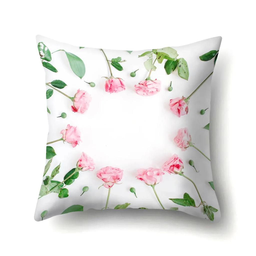 Simple Style Floral Print Pillow Cover Home Decoration Living Room Sofa Cushion Cover Office Chair Bedroom Room Decoration