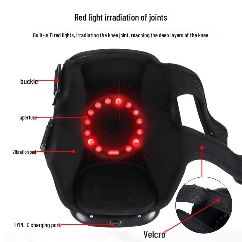 Smart Rechargeable Knee Massager with Red Light Therapy, Heat Compress, and Vibration for Joint Relief