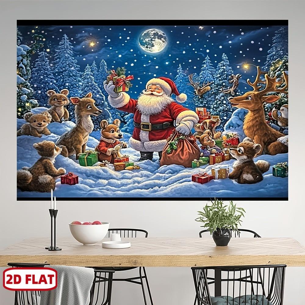 1Pcs Santa Claus and Reindeer Decoration Background Winter Backdrop Decorations For Photo Studio Photo Booth Christams Party