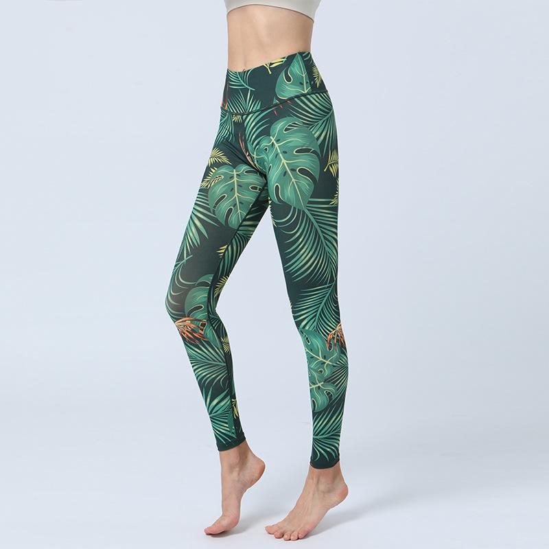 New Style Yoga Leggings with Printed Base Fabric High-Waisted, Butt-Lifting, Form-Fitting Sports Fitness Trousers