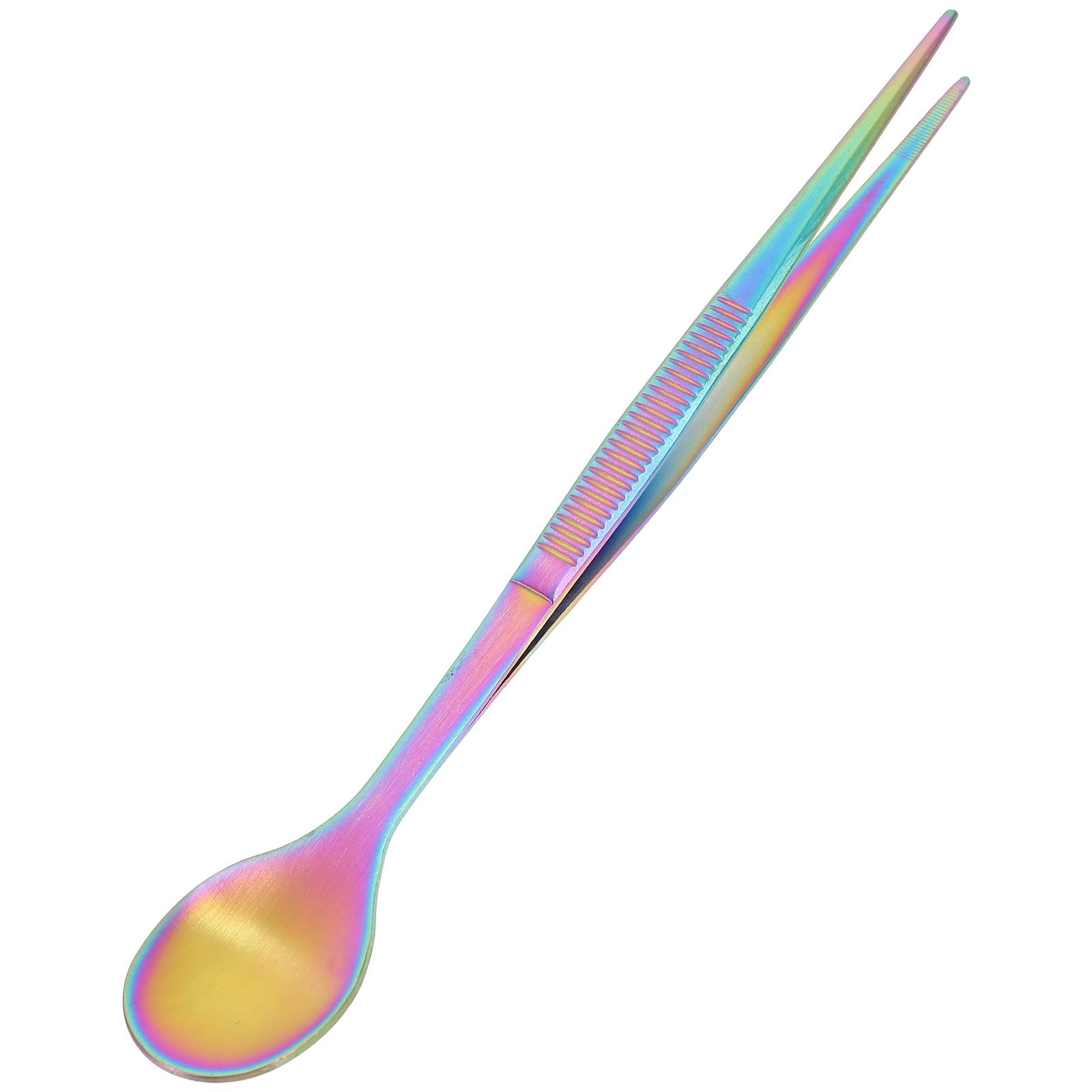 

Stainless Steel Tasting Spoon Multi-Functional 2-In-1 Dining Utensil Spoon Chopstick Sauce Spoon Taste Tweezer Metal Cutlery