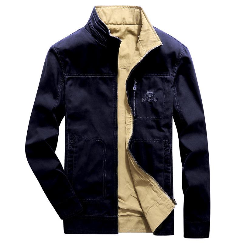 

Новая весенне-осенняя двусторонняя куртка мужская повседневная модная деловая куртка большого размера из чистого хлопка двусторонняя куртка с воротником-стойкой XXXXL