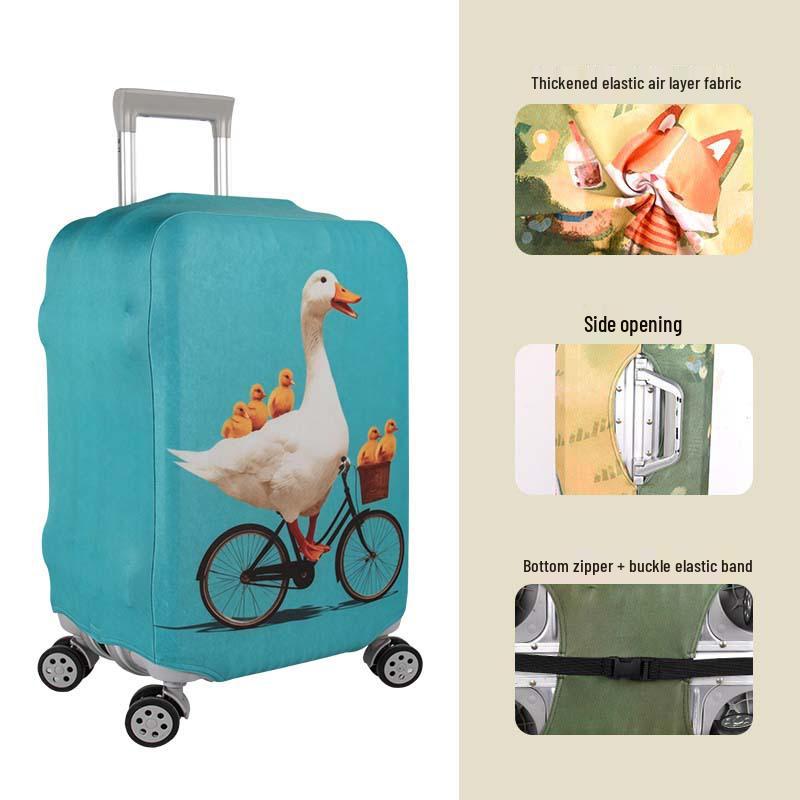 Maßgefertigter elastischer Gepäckschutzbezug mit Digitaldruck, verdickte Luftschicht für Reise-Trolleykoffer