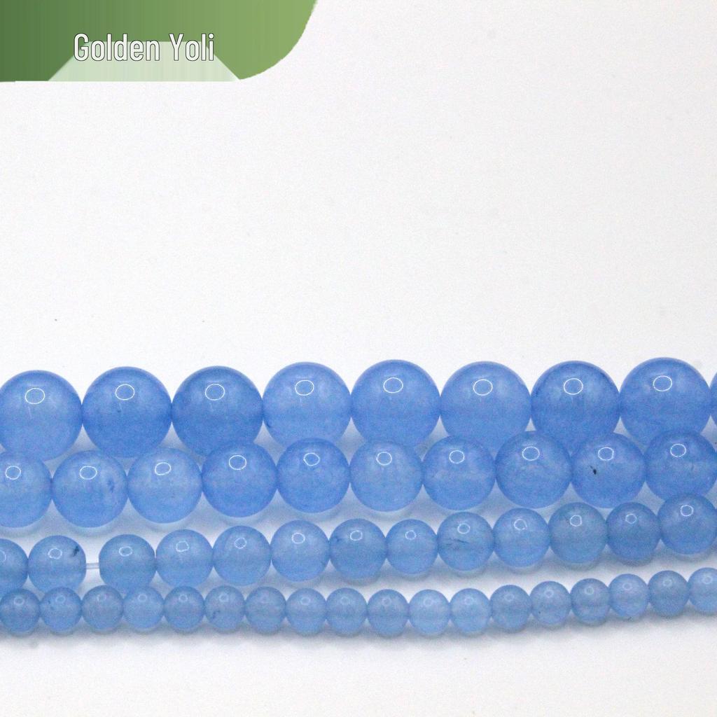 Light Blue Chalcedony Round Beads for DIY Jewelry and Bracelet Accessories.