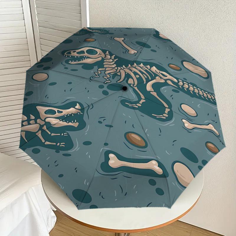 1PC Dinosaur Fossils Umbrella-8-Rib Reinforced Portable Folding Travel Suitable for All Seasons Outdoor Daily Use -J0341