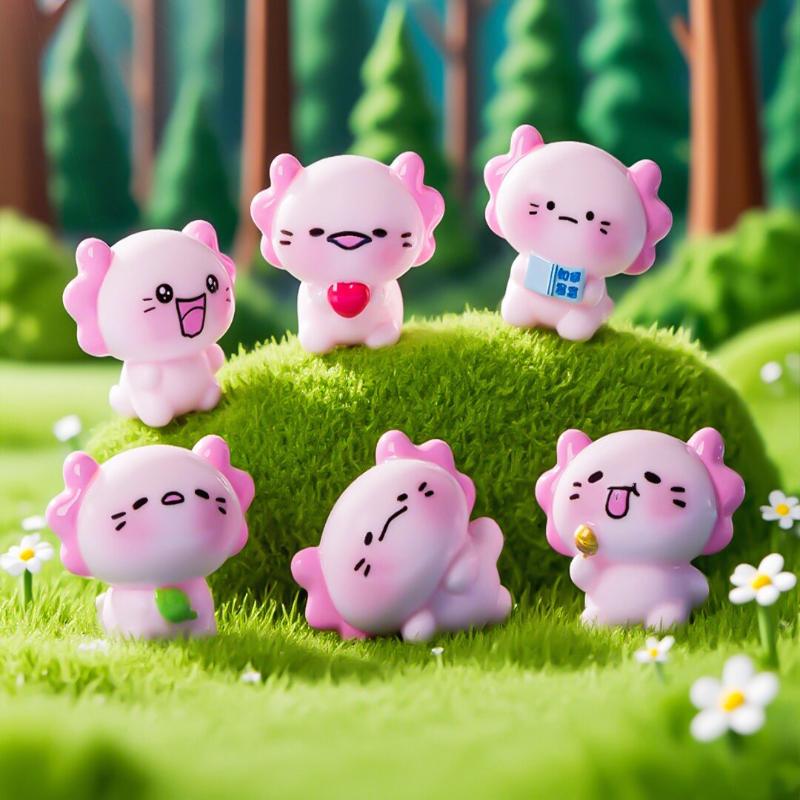 6 sztuk Mini Żywiczne Figurki Salamandry Miniature Dekoracja do Ogrodu na Talerzu Mikro Krajobraz Ozdoba do Ogrodu w Filiżance Biurko Ozdoba z Salamandrą