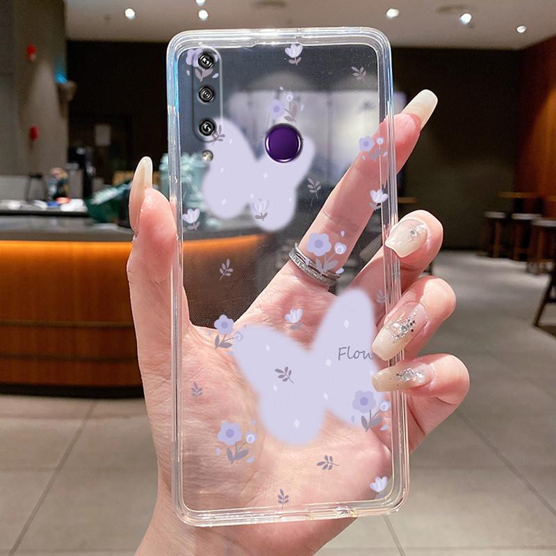 For Huawei Y6p MED-LX9 MED-LX9N Cover Huawei Y6p 2020 Case Luxury Fashion Butterfly Flowers Clear Soft Silicone TPU Phone Case