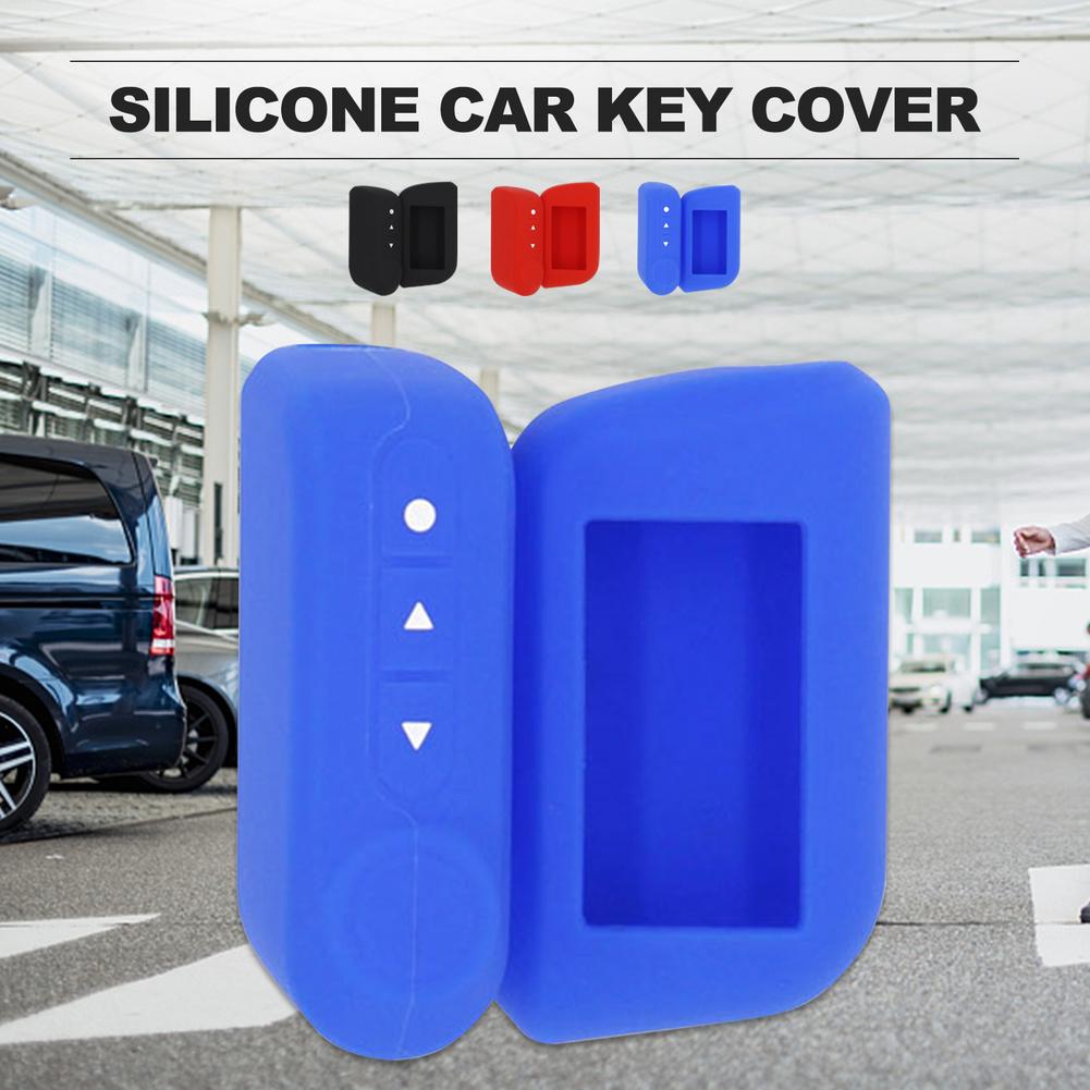 Car Key Case Silicone Black Red Blue Car Key Fob Case Cover Holder Shell For Starline A93/A63 Russian Version (1-pk)