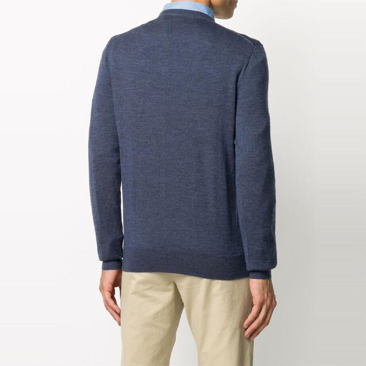 Polo Ralph Lauren Logo Solid Color Crew Neck Long Sleeve Wool Sweater Men sweater Blue 710714346-021