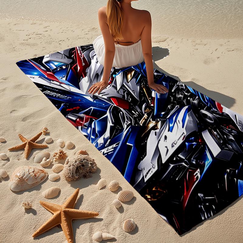 Robotic Warrior Design Beach Towel, Super Soft Microfiber, Gift for Her/Him, Birthday, for Pool, Beach, Travel, Home Decor Fan gifts