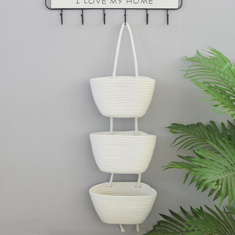 Multipurpose Foldable Cotton Hanging Basket For Bedroom Organizing